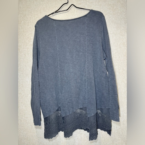Soft Surroundings Gray Cotton Tunic Top Decorative Hemline Lagenlook Size PXL - Picture 2 of 9